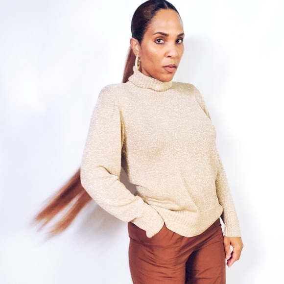 Vintage Sweaters - Metallic Turtleneck